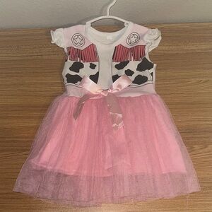 Pink Tutu Dress with Western Print